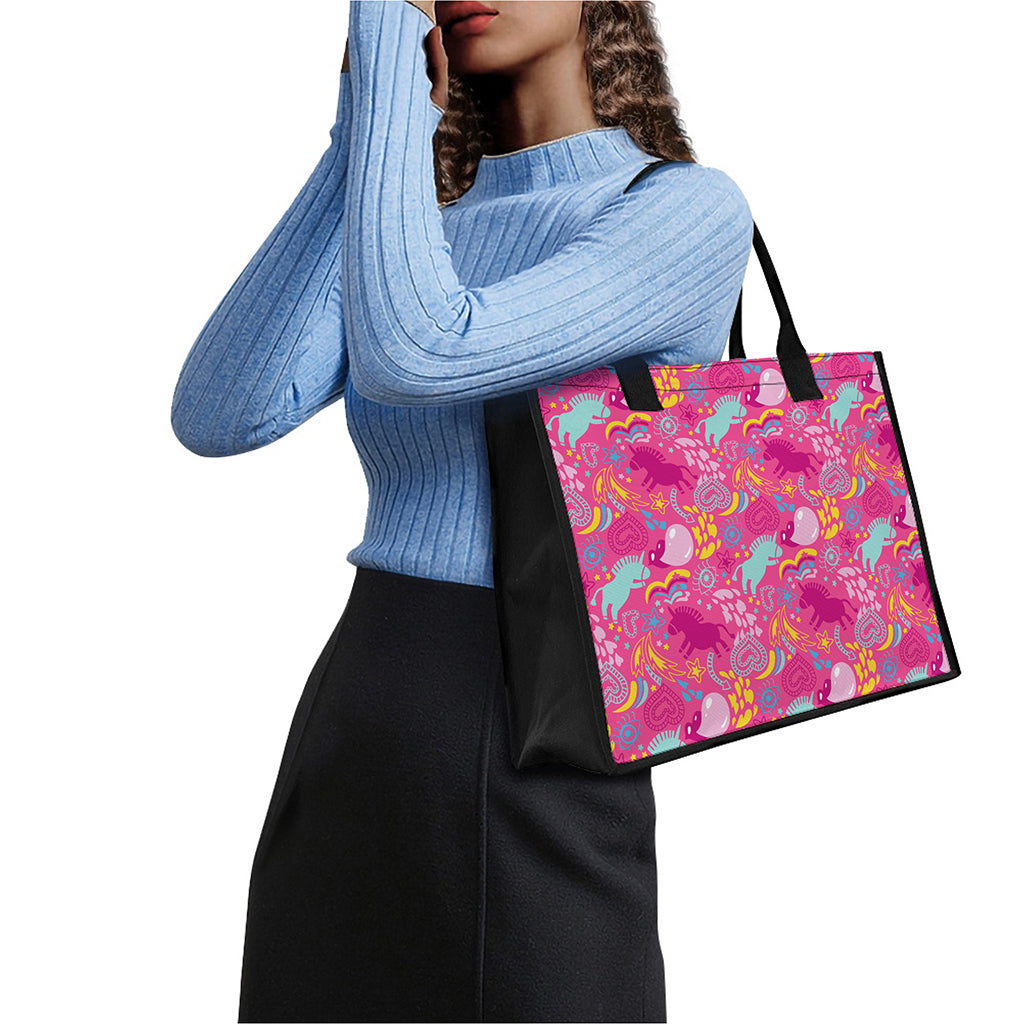 Pink Girly Unicorn Print Canvas Tote Bag