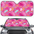 Pink Girly Unicorn Print Car Windshield Sun Shade