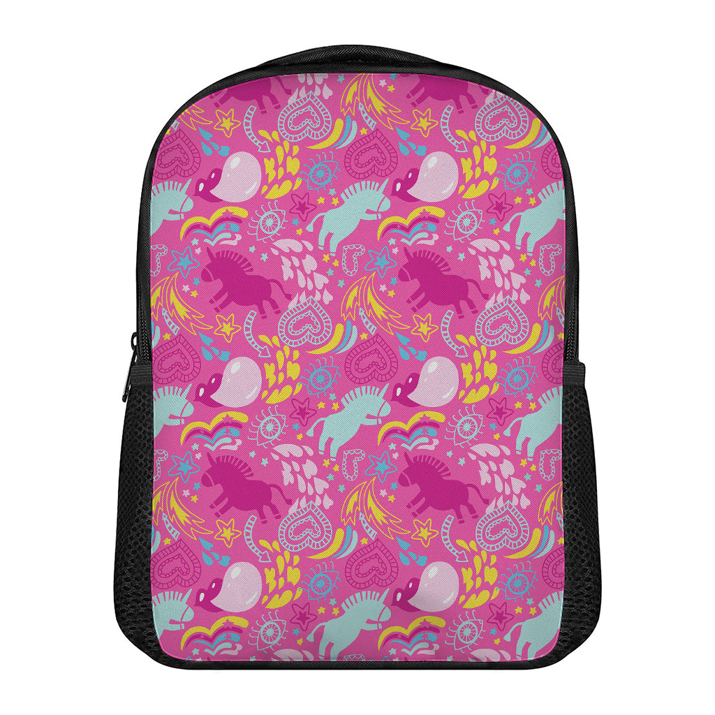 Pink Girly Unicorn Print Casual Backpack
