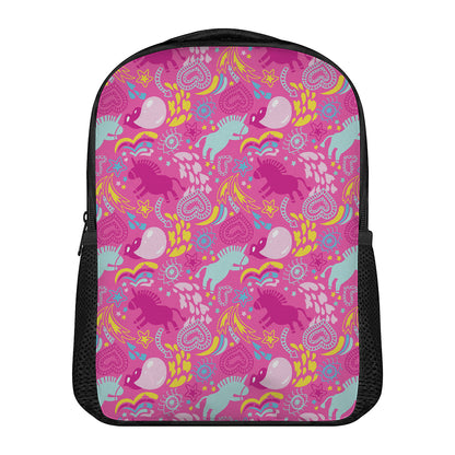 Pink Girly Unicorn Print Casual Backpack