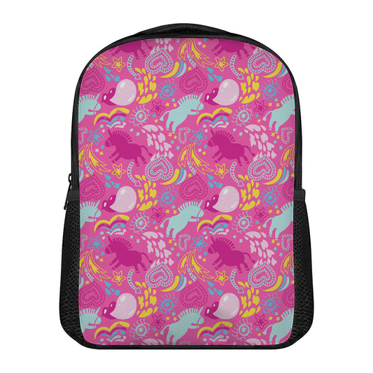 Pink Girly Unicorn Print Casual Backpack