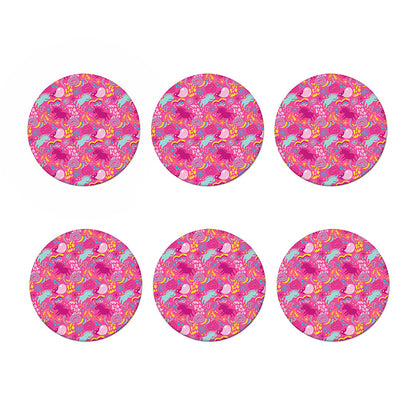 Pink Girly Unicorn Print Coaster Set