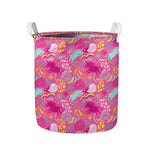 Pink Girly Unicorn Print Collapsible Laundry Basket