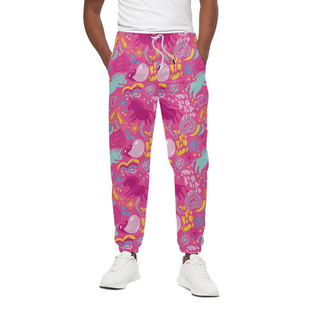 Pink Girly Unicorn Print Cotton Pants