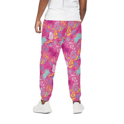 Pink Girly Unicorn Print Cotton Pants