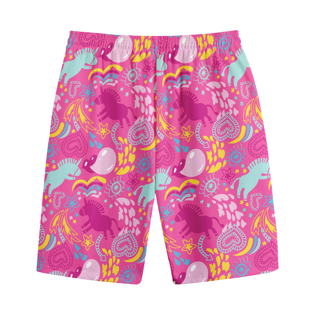 Pink Girly Unicorn Print Cotton Shorts