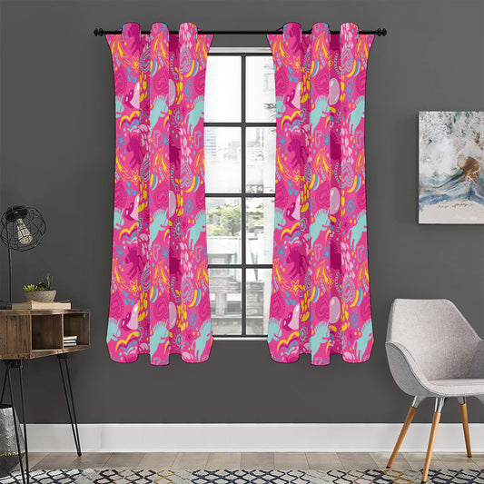 Pink Girly Unicorn Print Curtain