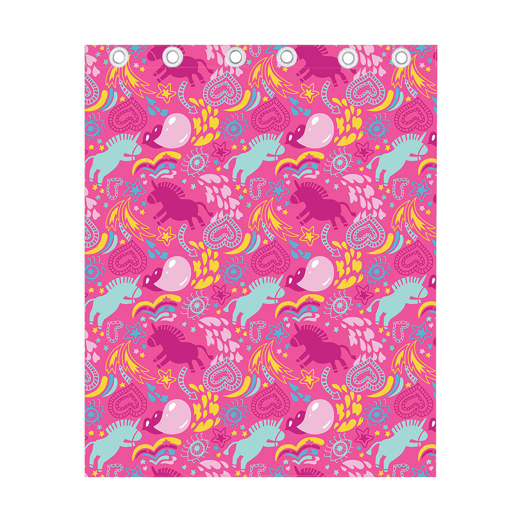 Pink Girly Unicorn Print Curtain