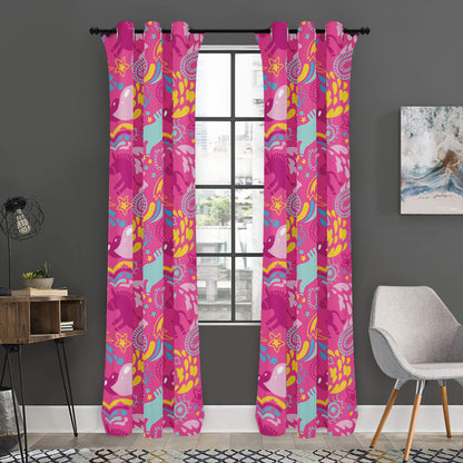 Pink Girly Unicorn Print Curtain