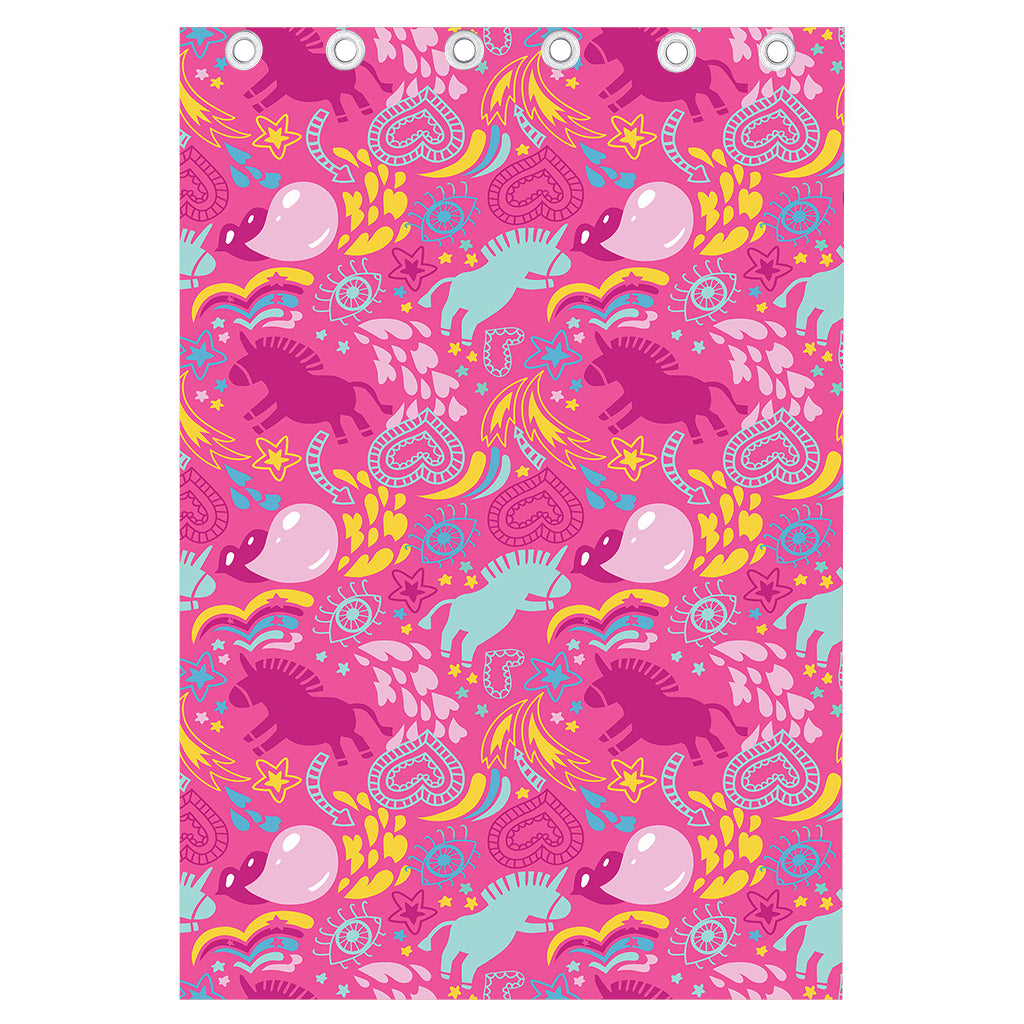 Pink Girly Unicorn Print Curtain