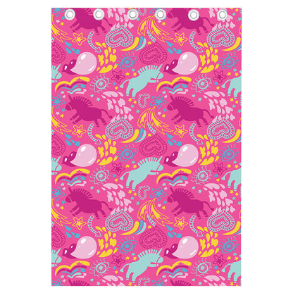 Pink Girly Unicorn Print Curtain