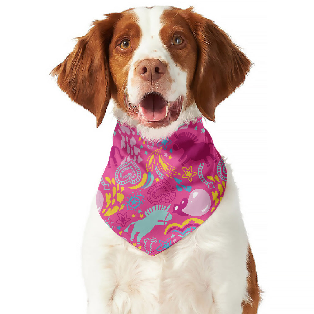 Pink Girly Unicorn Print Dog Bandana