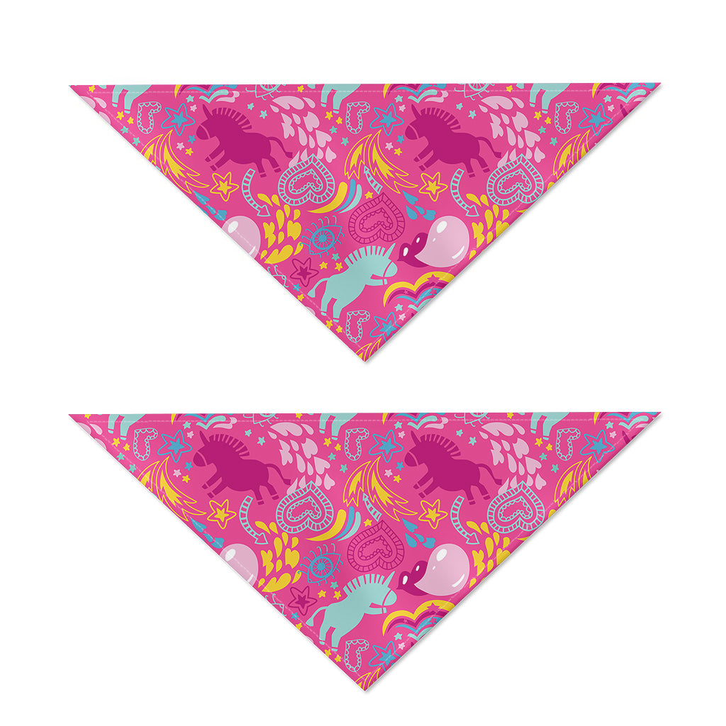 Pink Girly Unicorn Print Dog Bandana