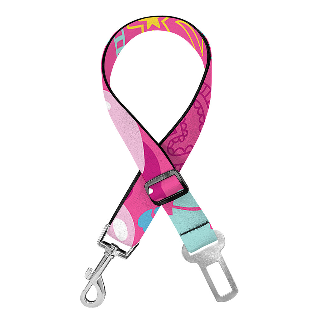 Pink Girly Unicorn Print Dog Seat Belt