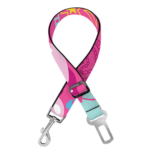 Pink Girly Unicorn Print Dog Seat Belt