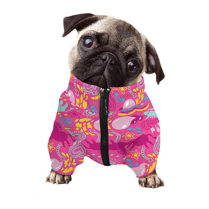 Pink Girly Unicorn Print Dog Zip Up Jacket