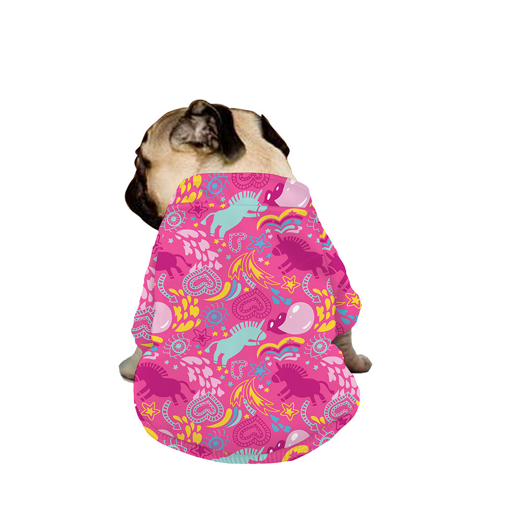 Pink Girly Unicorn Print Dog Zip Up Jacket