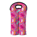 Pink Girly Unicorn Print Double Neoprene Wine Tote