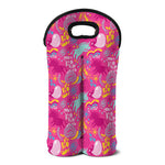 Pink Girly Unicorn Print Double Neoprene Wine Tote