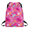 Pink Girly Unicorn Print Drawstring Backpack
