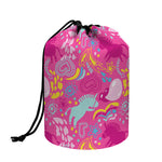 Pink Girly Unicorn Print Drawstring Makeup Bag