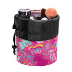 Pink Girly Unicorn Print Drawstring Makeup Bag