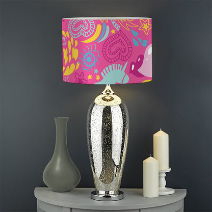 Pink Girly Unicorn Print Drum Lamp Shade