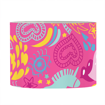 Pink Girly Unicorn Print Drum Lamp Shade