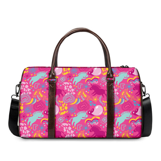 Pink Girly Unicorn Print Duffle Bag