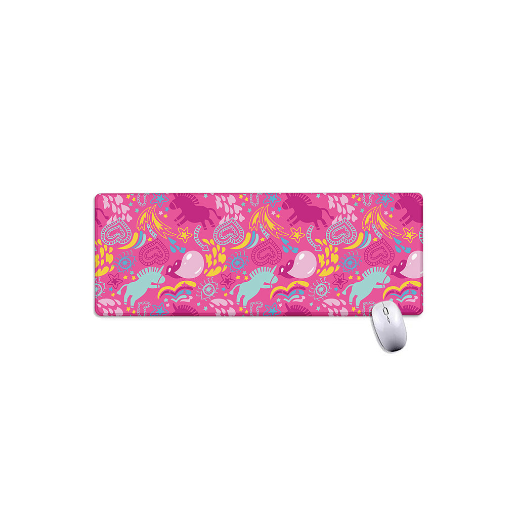 Pink Girly Unicorn Print Extended Mouse Pad
