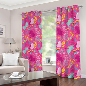 Pink Girly Unicorn Print Extra Wide Grommet Curtains