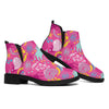 Pink Girly Unicorn Print Flat Ankle Boots