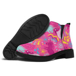 Pink Girly Unicorn Print Flat Ankle Boots