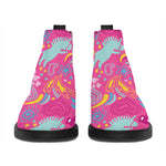 Pink Girly Unicorn Print Flat Ankle Boots