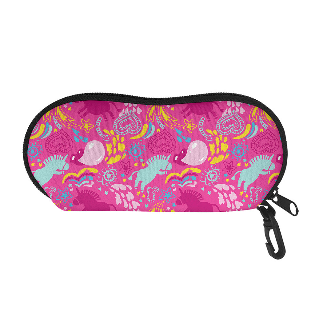 Pink Girly Unicorn Print Glasses Case