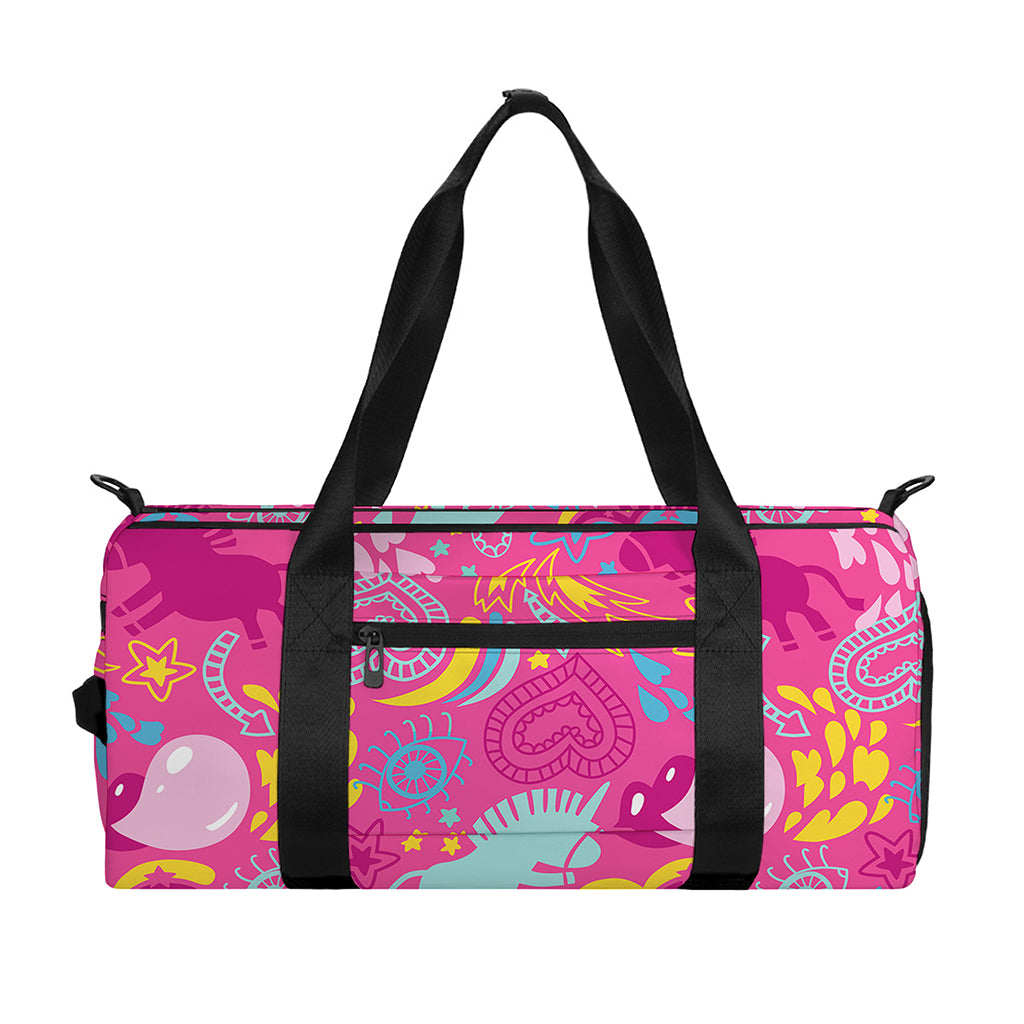Pink Girly Unicorn Print Gym Bag