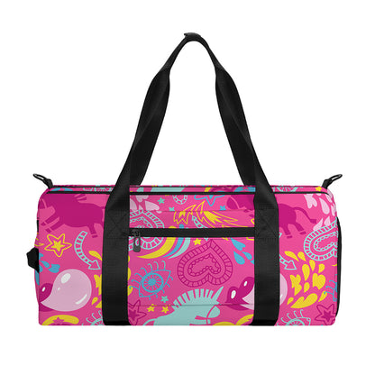 Pink Girly Unicorn Print Gym Bag