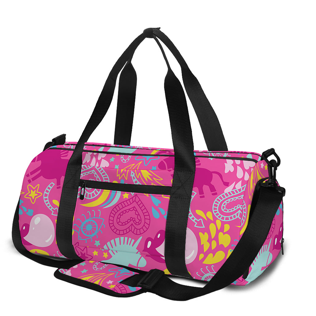 Pink Girly Unicorn Print Gym Bag