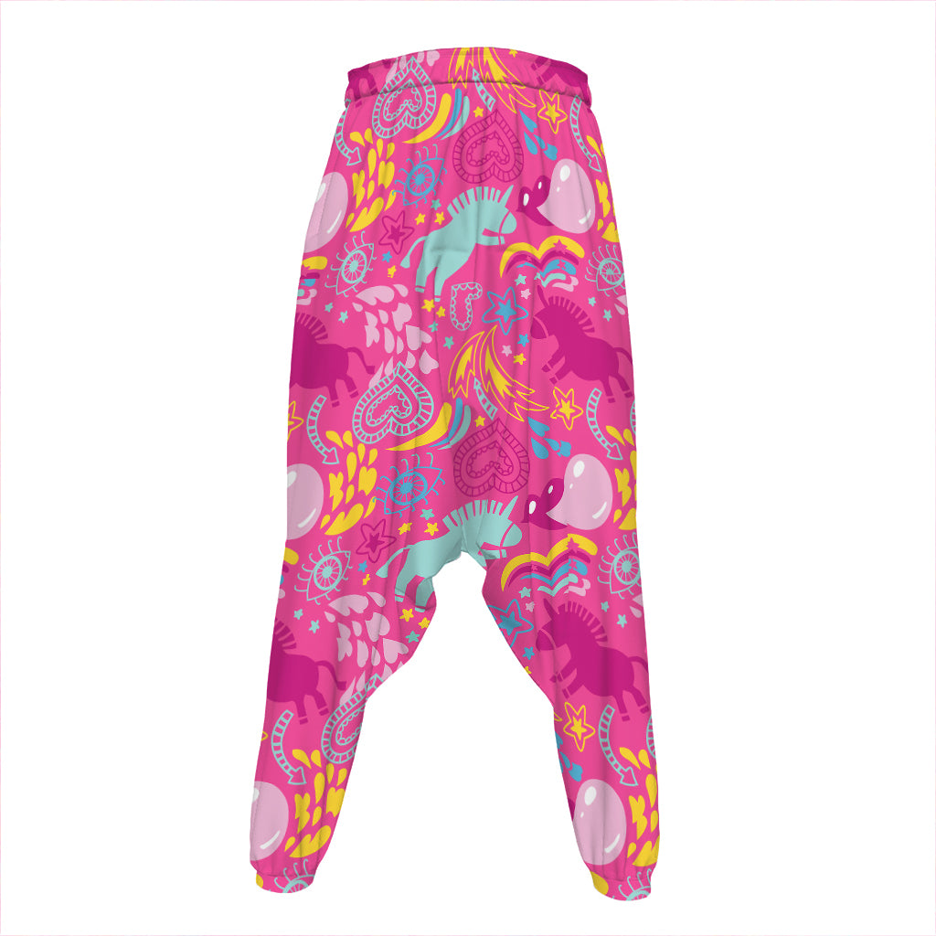 Pink Girly Unicorn Print Hammer Pants