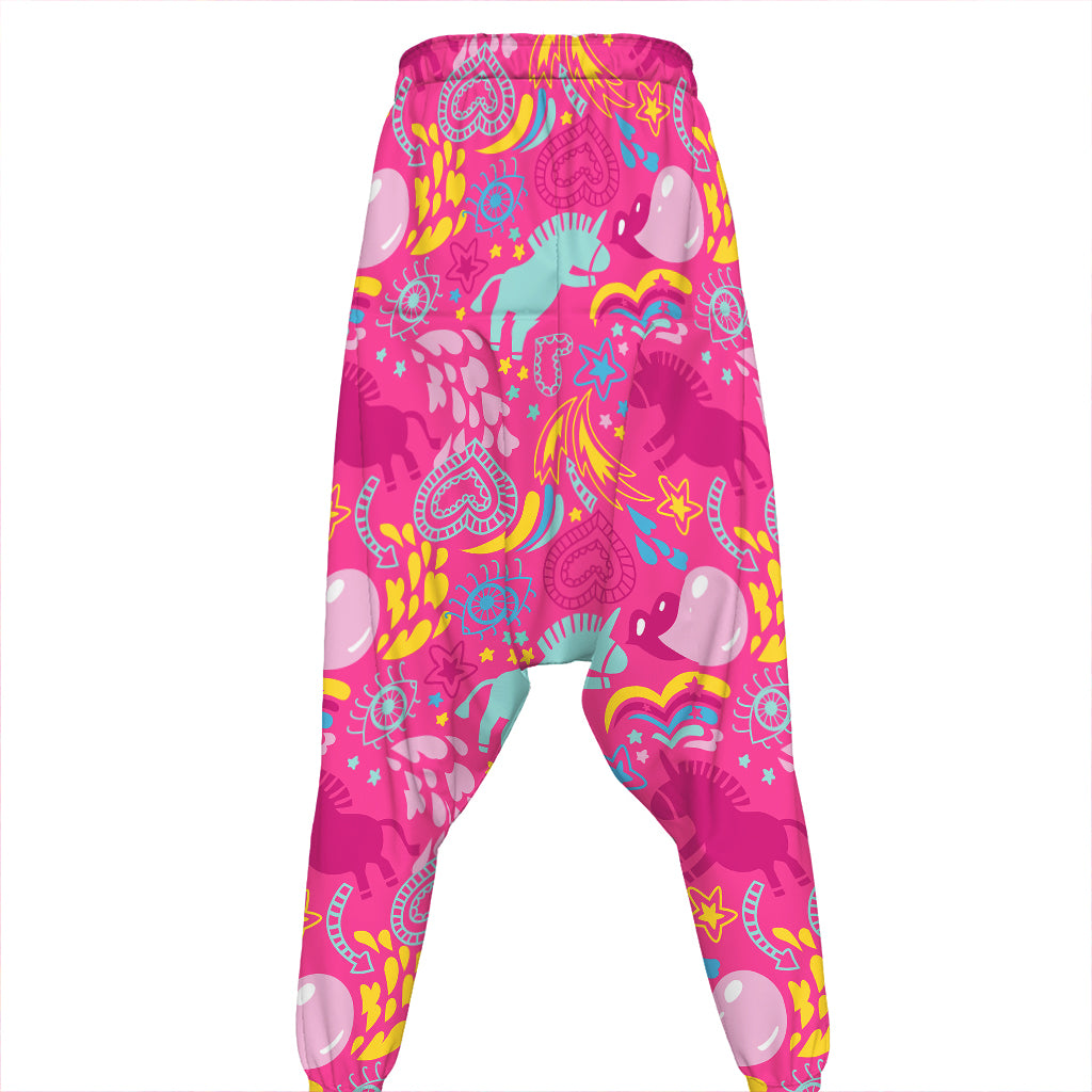 Pink Girly Unicorn Print Hammer Pants