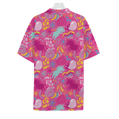 Pink Girly Unicorn Print Hawaiian Shirt