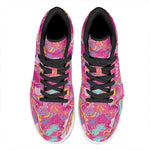 Pink Girly Unicorn Print High Top Leather Sneakers