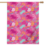 Pink Girly Unicorn Print House Flag