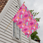 Pink Girly Unicorn Print House Flag