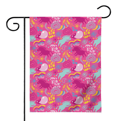 Pink Girly Unicorn Print House Flag