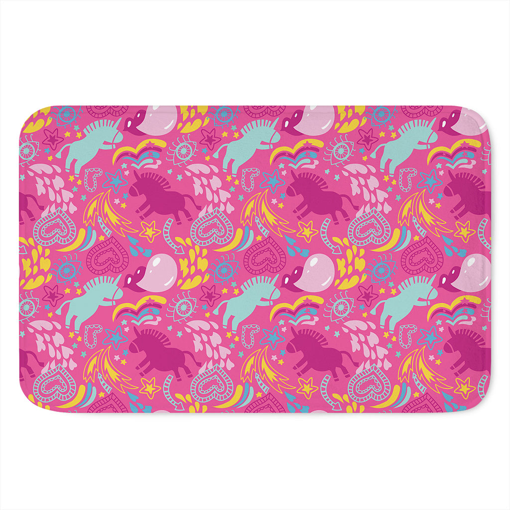 Pink Girly Unicorn Print Indoor Door Mat
