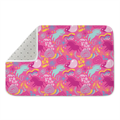 Pink Girly Unicorn Print Indoor Door Mat