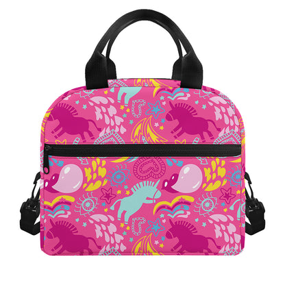 Pink Girly Unicorn Print Insulated Lunch Bag