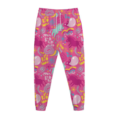 Pink Girly Unicorn Print Jogger Pants