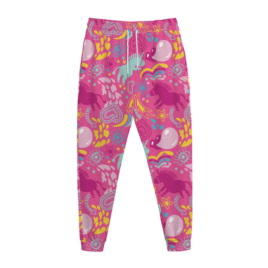 Pink Girly Unicorn Print Jogger Pants